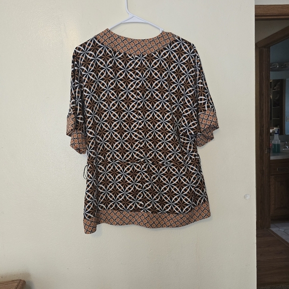 Worthington Geometric Print Blouse - Black and Tan - Picture 3 of 3
